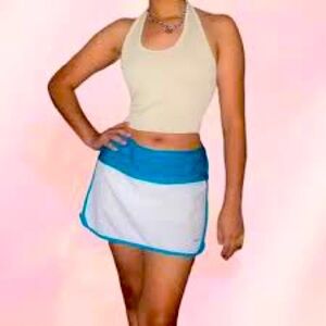 NIKE Dri-fit Control Tempo Athletic Skort Golf Tennis Skirt White/Aqua S